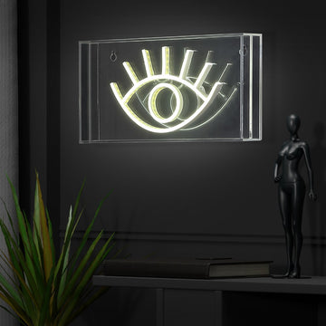 Eye 11.8" Contemporary Glam Acrylic Box USB Operated LED Neon Light - JONATHAN Y